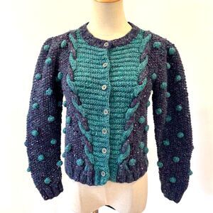 Vintage Adrienne Vittadini Wool Mohair Bubble Cardigan Sweater 70's 80's